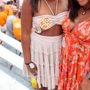 Tan Free People Cut Out Dress